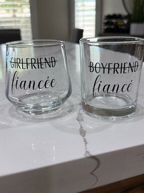 “His and Hers" / Couples Engagement Gift Glass Set